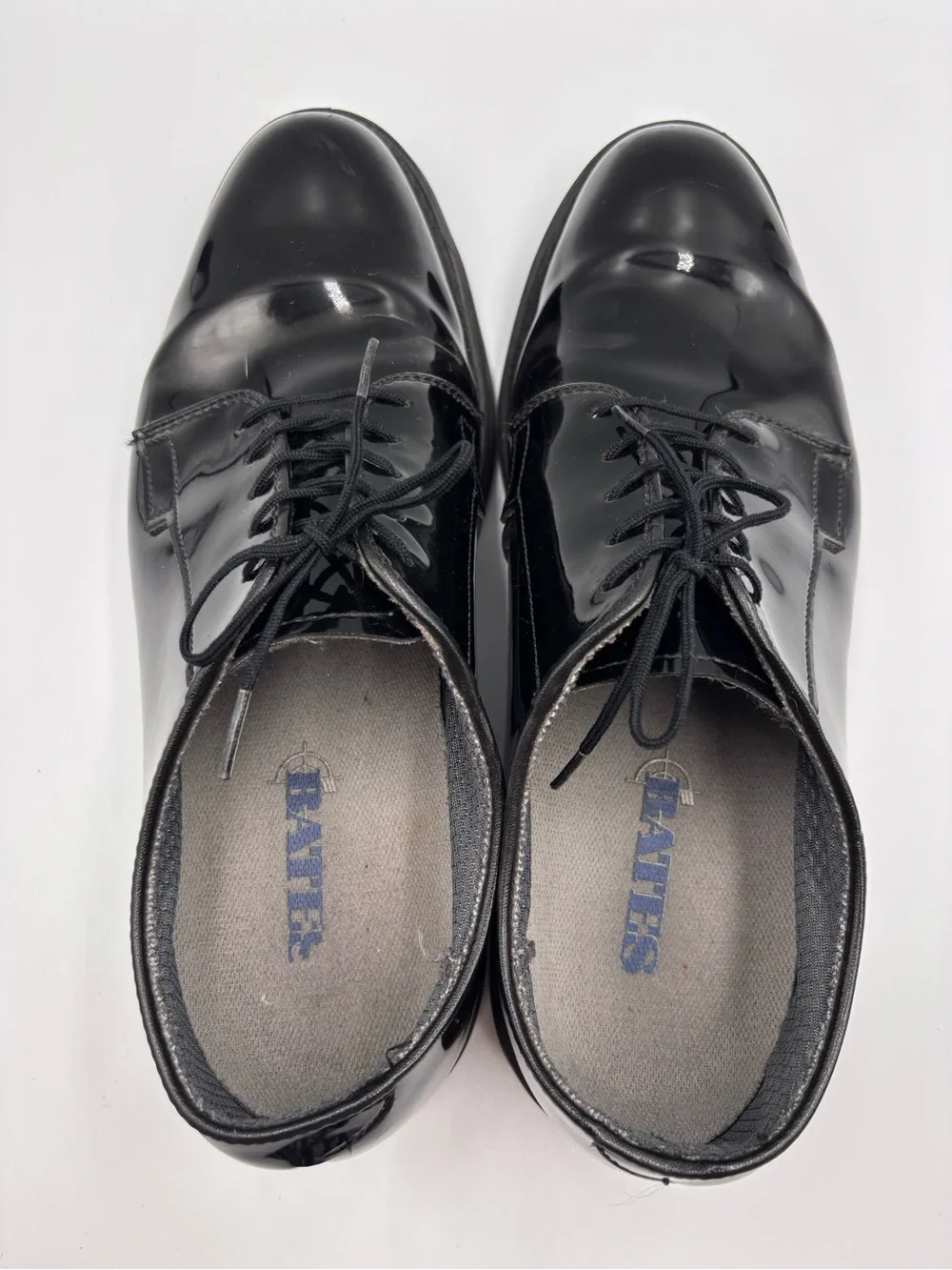 Bates Lites Mens Size 10 Black High Gloss Lace Up Oxford Shoes Vibram Uniform